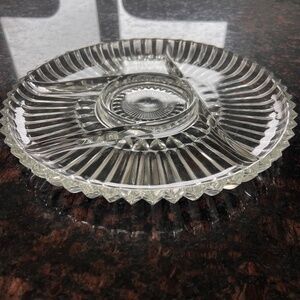 Vintage Indiana Glass 5 Compartment Divided Fruit/Relish Condiment Plate - 12”
